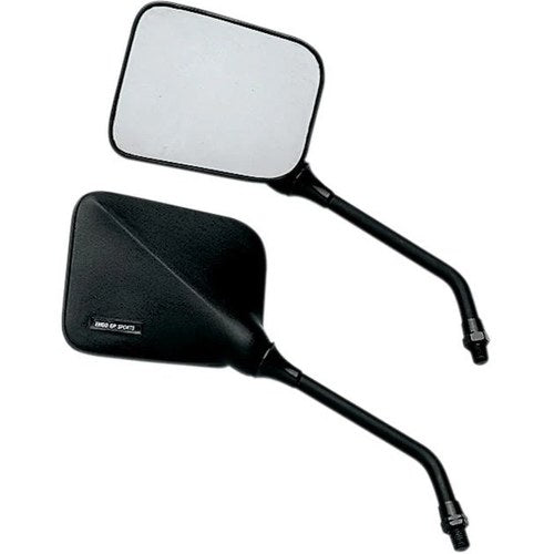 Emgo GP Sports Mirror Set Rectangular 10mm Black Fits Yamaha