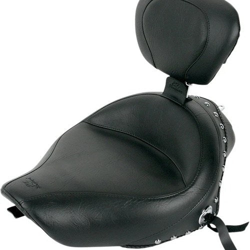 Mustang Wide Touring Solo Seat With Backrest Studded/Conchos #79439