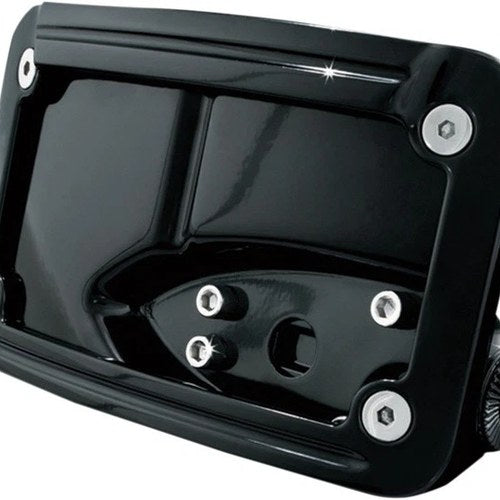 Kuryakyn Curved Horizontal Side-Mount License Plate Holder Black