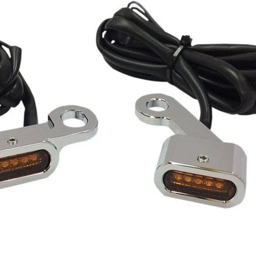 DS LED Handlebar Marker Lights Chrome Amber Lens Harley-Davidson XL 04-22