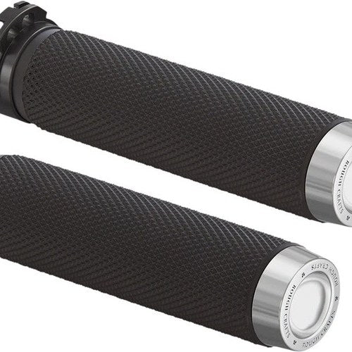 Rough Crafts Knurled Grips Cable-Type Chrome #RC-500-001 Harley Davidson