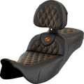 Saddlemen RoadSofa LS Ext. Reach Seat With Backrest Orange Stitch #284796