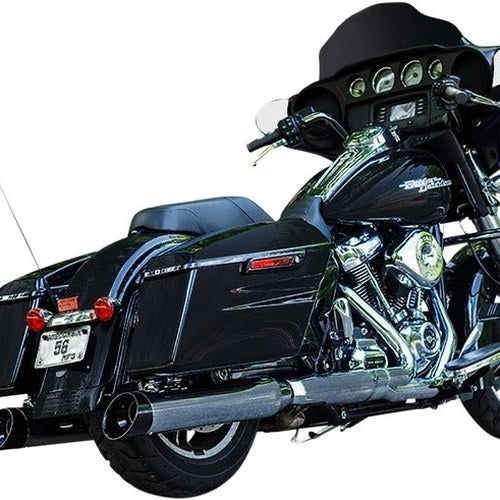S&S Mk45 4.5" Slip-On Mufflers Chrome with Black Cutlass End Caps 550-1011