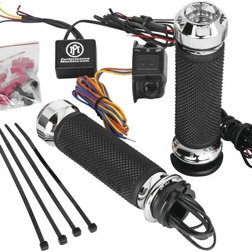 Performance Machine Apex Heated Grips Chrome #0063-2092-CH Harley Davidson