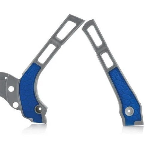 Acerbis X-Grip Frame Guards Silver/Blue 2464741404 for Yamaha YZ125/YZ250/YZ250X