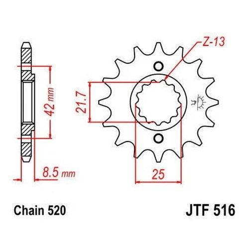 JT Front Sprocket 520 16T #JTF516.16 fits Suzuki GS500E/GS500F