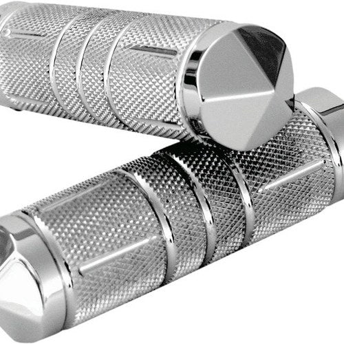 Accutronix Knurled Diamond Tbw Grips Chrome #GR101-SKIC Harley Davidson