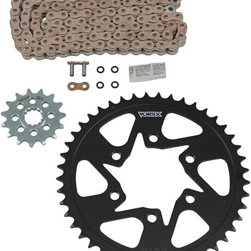 Vortex V3 Wss Chain & Sprocket Kit with Steel Rear Gold 16/43T 525SX3-108
