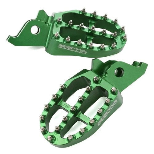 Zeta Aluminum Footpegs Green #ZE93-1224 fits Kawasaki KX250F/KX450F
