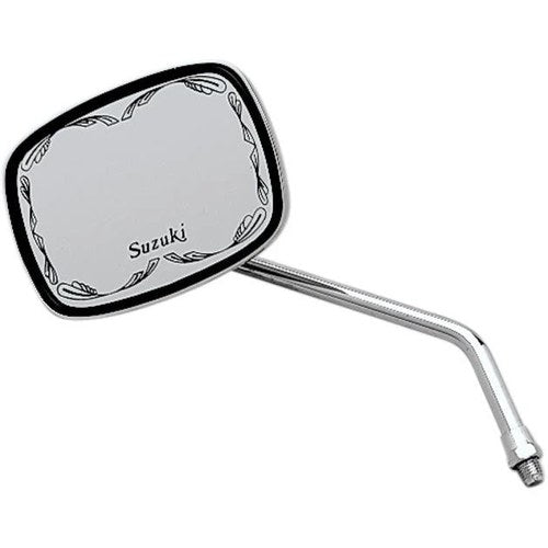 Emgo Scrolled Face Mirror Rectangular 10mm Chrome Fits Suzuki