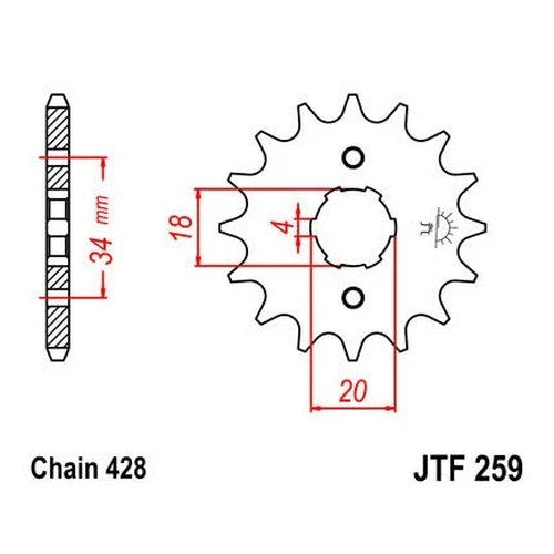 JT Front Sprocket 428 15T #JTF259.15 Honda