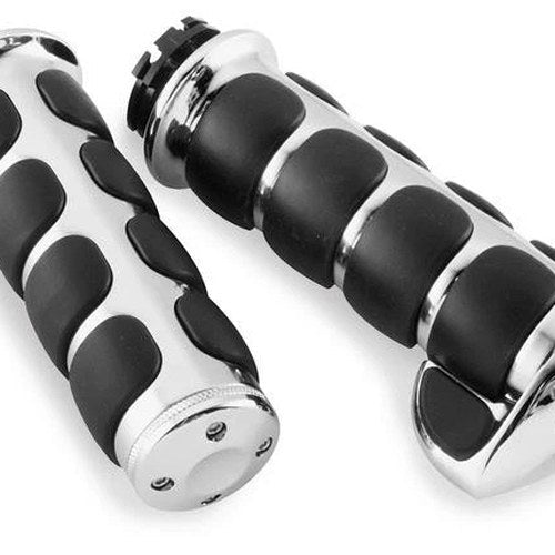 Kuryakyn Premium Iso Grips with Throttle Boss Chrome #6212 Harley Davidson