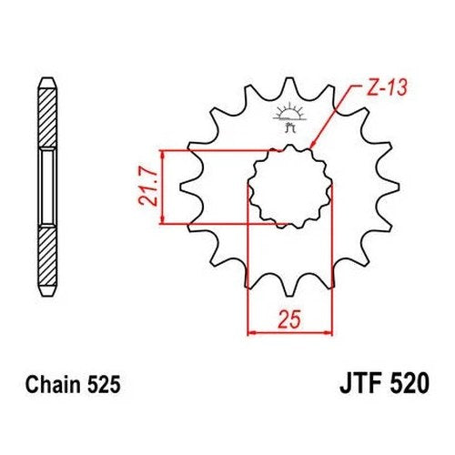 JT Front Sprocket 525 17T #JTF520.17 for Suzuki/Triumph/Kawasaki/Yamaha