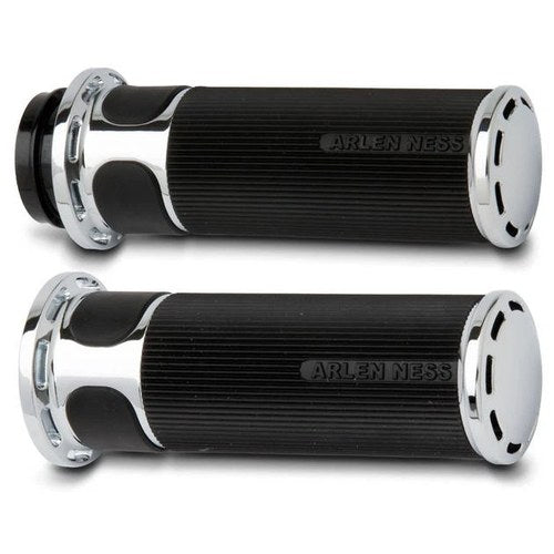 Arlen Ness Slot Track Fusion Grips Chrome #07-300 Harley Davidson