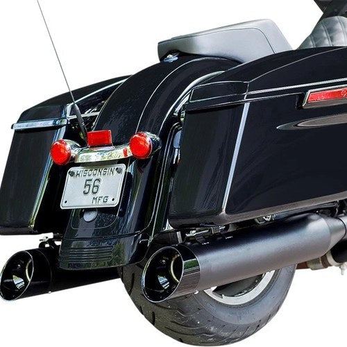 S&S Mk45 4.5" Slip-On Mufflers Black with Black Cutlass End Caps 550-1016