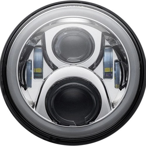 Custom Dynamics 7" LED Halo Headlamp with Mounting Ring Chrome #CD-7-13-C