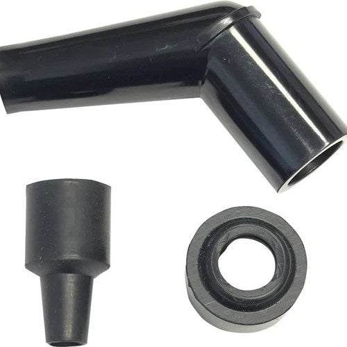 K&S Spark Plug Type Resistor Cover YB05F 120 Degree Bend Black