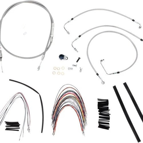 Burly Cable/Brake Line Kit for 14" Bagger Bars Non-ABS Stainless Braid #B30-1091