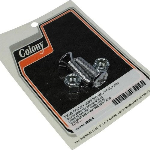 Colony Fender Support Mounting Screw & Nut Kit Chrome #3356-4 Harley Davidson