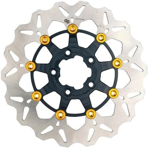 GBrakes Floating Wave Brake Rotor 11.5" Front Black/Gold GBDU078 Harley Davidson