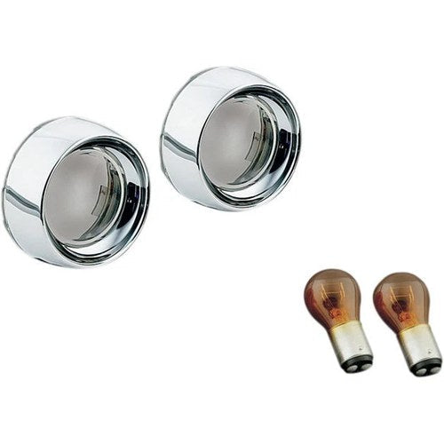 Kuryakyn Deep Dish Turn Signal Bezels w/Lenses Dual Circuit Chrome Amber/Smoke