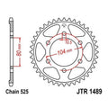 JT Steel Rear Sprocket 525 40T JTR1489.40 for Kawasaki ZZR600/Ninja ZX-10R/Z1000