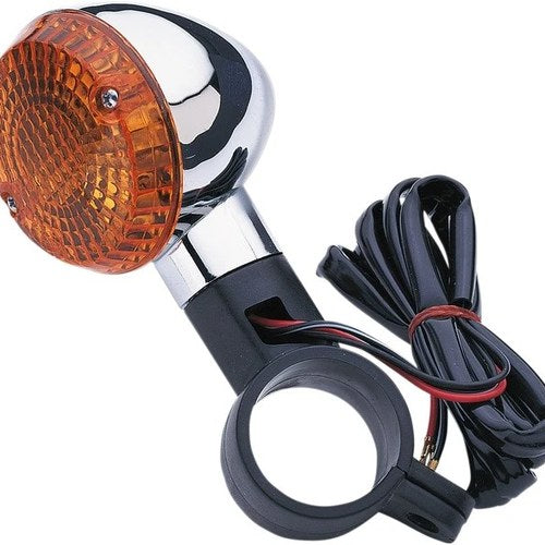 K&S DOT Turn Signal Assembly Dual Filament Front Left Chrome Amber #25-2202