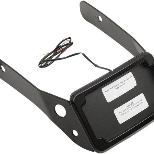 Cycle Visions Curved License Plate Mount with Plate Lights Black #CV4661B