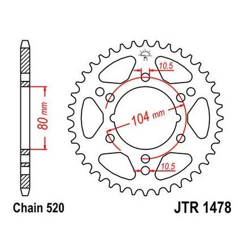 JT Steel Rear Sprocket 520 38T fits Kawasaki ZX550A GPz 550 1984-1986