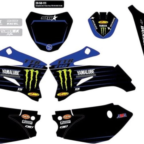 Dcor Complete Graphics Kit 2021 Star Racing Black #20-50-111 for Yamaha TT-R110E