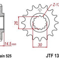 JT Front Sprocket 525 16T fits Honda VFR800F Interceptor Deluxe 2014-2015