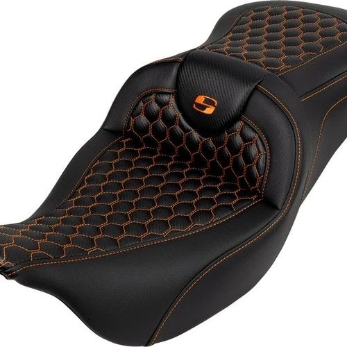 Saddlemen RoadSofa HC Seat Orange Stitch #284858 Harley Davidson