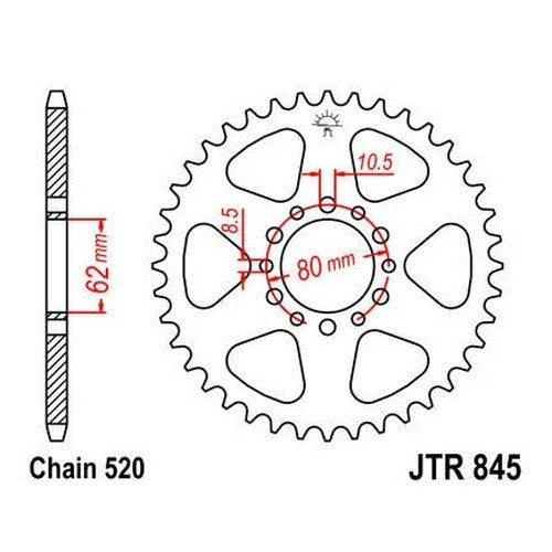 JT Steel Rear Sprocket 520 47T fits Yamaha XT250 1980-1983
