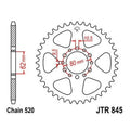 JT Steel Rear Sprocket 520 47T fits Yamaha XT250 1980-1983