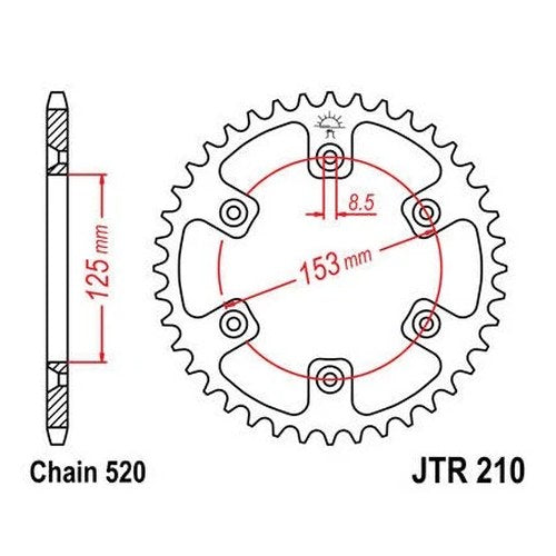JT Steel Rear Sprocket 520 39T #JTR210.39 Honda CRF230L 2008-2009