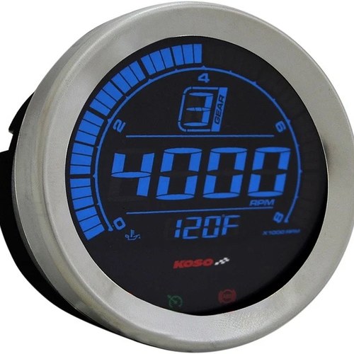 Koso 4" Tachometer Gauge Chrome #BA051100 Harley Davidson