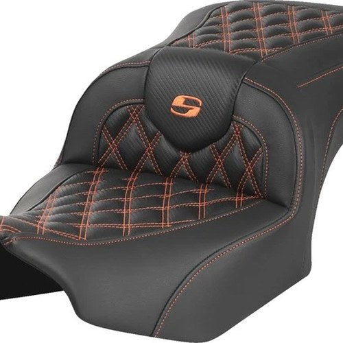 Saddlemen RoadSofa LS/CF Seat Orange Stitch #285036 Harley Davidson