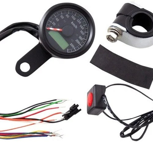 DS Mini Electronic Speedometer with Indicator Lights Kph Black/Black #1138766