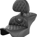 Saddlemen RoadSofa LS Seat With Backrest White Stitch #285024 Harley Davidson