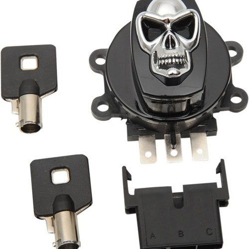 Drag Specialties Skull Side Hinge Ignition Switch Gloss Black #174666
