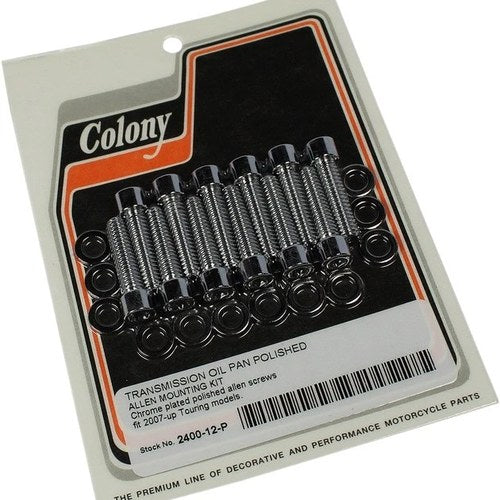 Colony Transmission Oil Pan Allen Bolt Kit Chrome #2400-12-P Harley Davidson