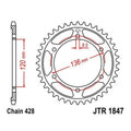 JT Steel Rear Sprocket 428 48T fits Yamaha XT250 2008-2015