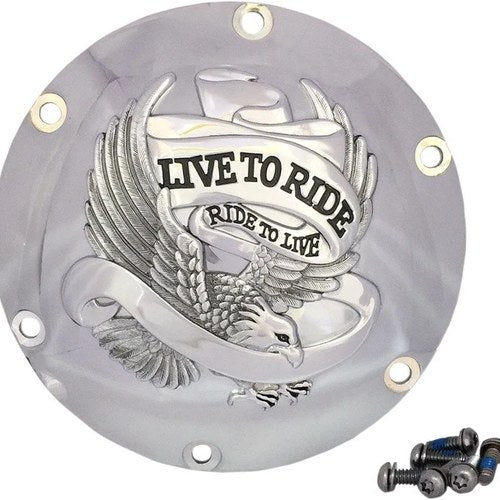 DS Live To Ride Derby Cover w/Chrome Eagle #212027 Harley Davidson Sportster