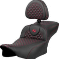 Saddlemen RoadSofa DS Ext. Reach Seat w/Driver Backrest Red Stitch #823-07-209B4
