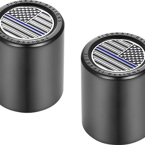 Figurati Designs Short/Fat Docking Hardware Covers US Flag Blue Line Black