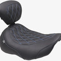 Mustang Wide Tripper Solo Seat With Backrest Diamond Sky Blue Stitch #89503SB