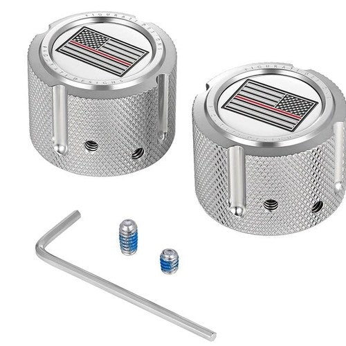 Figurati Designs Front Axle Nut Covers US Flag Red Line Polished #FD73-FAC-SS