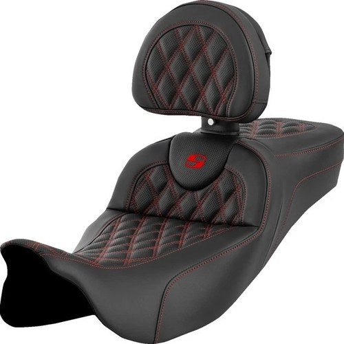 Saddlemen RoadSofa LS Ext. Reach Seat With Backrest Red Stitch #284794