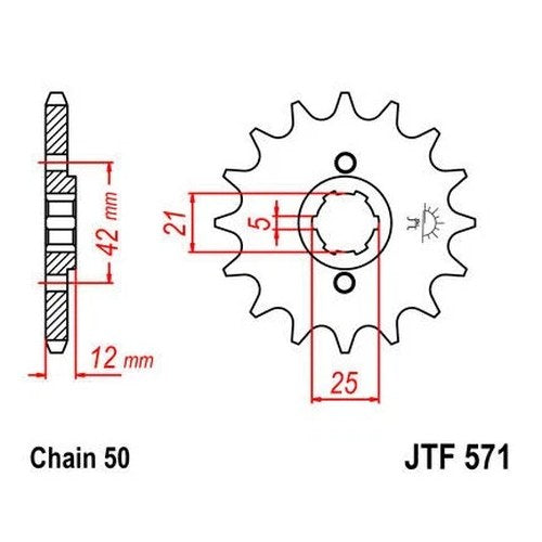 JT Front Sprocket 530 16T Yamaha Radian/FZ600/Maxim 550/Seca 550/FJ600/Maxim 400