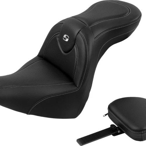 Saddlemen RoadSofa CF Seat With Backrest #284946 Harley Davidson